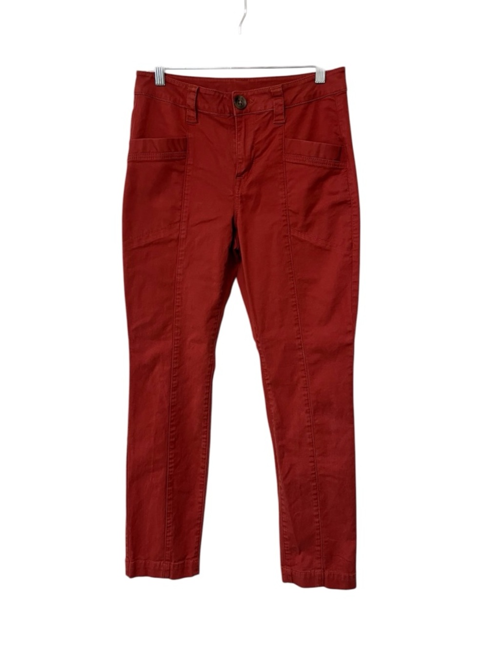 CABI 4138 UTILITY Chino Pants Lyocell Orange Mid Rise Tapered Size 8